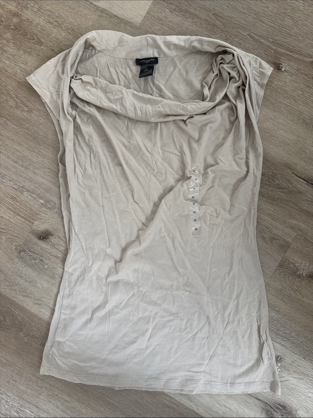 Ann Taylor Light Beige Cowl Neck Sleeveless Top